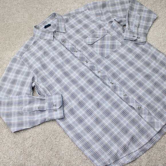 PROPPER Shirt Mens Large Regular Black/Blue Snap Button Polyester Long Sleeve - Picture 8 of 16